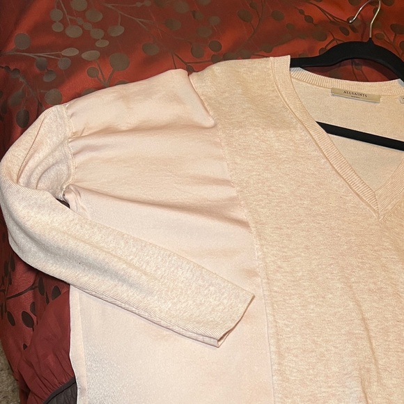 All Saints Soft Pink Knit Top with Silk detail - Small - Picture 8 of 8